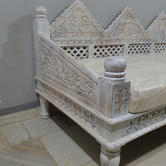 Mughal Garden Hand Carved Solid Wood Daybed Sofa D16