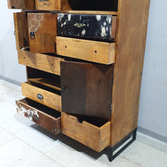 Lava Industrial Leather Tallboy Chest of Drawer Dresser D51