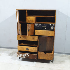 Lava Industrial Leather Tallboy Chest of Drawer Dresser D51