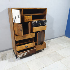 Lava Industrial Leather Tallboy Chest of Drawer Dresser D51