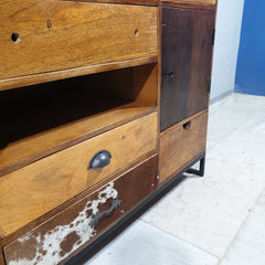 Lava Industrial Leather Tallboy Chest of Drawer Dresser D51