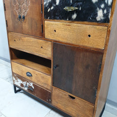 Lava Industrial Leather Tallboy Chest of Drawer Dresser D51