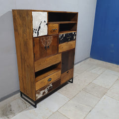 Lava Industrial Leather Tallboy Chest of Drawer Dresser D51