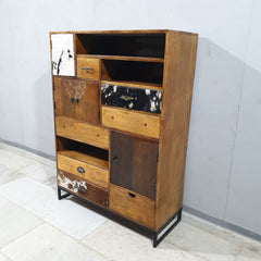 Lava Industrial Leather Tallboy Chest of Drawer Dresser D51