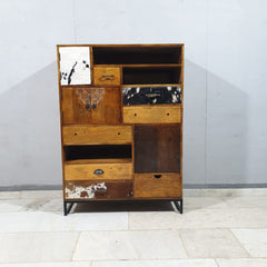 Lava Industrial Leather Tallboy Chest of Drawer Dresser D51