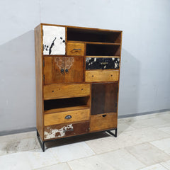 Lava Industrial Leather Tallboy Chest of Drawer Dresser D51