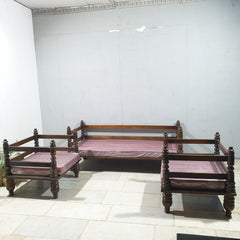 Hand Carved Solid Wood Daybed Sofa Set D15