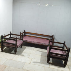 Hand Carved Solid Wood Daybed Sofa Set D15