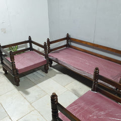 Hand Carved Solid Wood Daybed Sofa Set D15