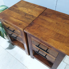 Hand Carved Indian Solid Wood Bedside Table Set of 2 90