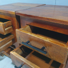 Hand Carved Indian Solid Wood Bedside Table Set of 2 90