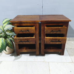 Hand Carved Indian Solid Wood Bedside Table Set of 2 90