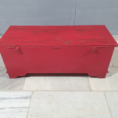 Indian Antique Brass Work Solid Wood Blanket Box C26