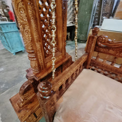 Maharaja Indian Traditional Hand Carved Solid Wood Swing 4