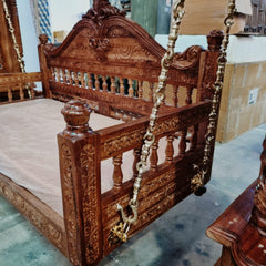 Maharaja Indian Traditional Hand Carved Solid Wood Swing 4