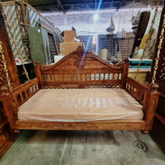 Maharaja Indian Traditional Hand Carved Solid Wood Swing 4