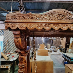 Maharaja Indian Traditional Hand Carved Solid Wood Swing 4