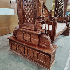 Maharaja Indian Traditional Hand Carved Solid Wood Swing 4