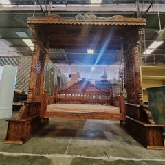 Maharaja Indian Traditional Hand Carved Solid Wood Swing 4