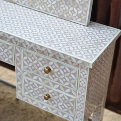 Bone Inlay Geometric Pattern Console Hall Table Light Pink 48