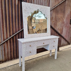 Bone Inlay Geometric Pattern Console Hall Table Light Pink 48