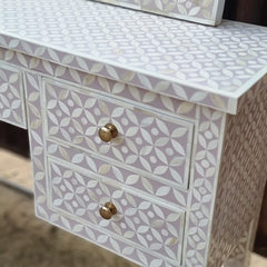 Bone Inlay Geometric Pattern Console Hall Table Light Pink 48