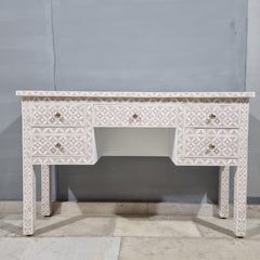 Bone Inlay Geometric Pattern Console Hall Table Light Pink 48
