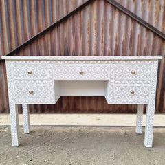 Bone Inlay Geometric Pattern Console Hall Table Light Pink 48