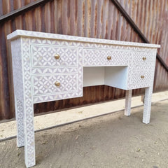 Bone Inlay Geometric Pattern Console Hall Table Light Pink 48