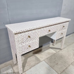 Bone Inlay Geometric Pattern Console Hall Table Light Pink 48