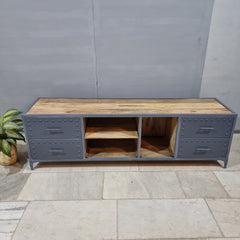 Metal Factory Industrial Indian Solid Wood TV Unit 55