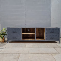 Metal Factory Industrial Indian Solid Wood TV Unit 55