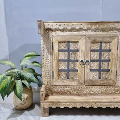 Handmade Indian Vintage Solid Hard Wood Damchiya Sideboard C44