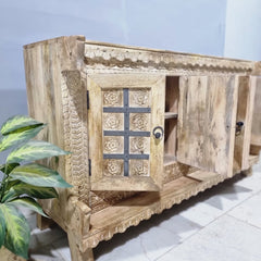 Handmade Indian Vintage Solid Hard Wood Damchiya Sideboard C44