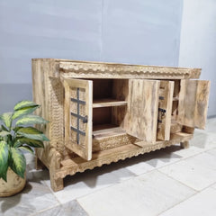 Handmade Indian Vintage Solid Hard Wood Damchiya Sideboard C44
