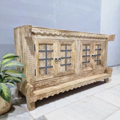 Handmade Indian Vintage Solid Hard Wood Damchiya Sideboard C44