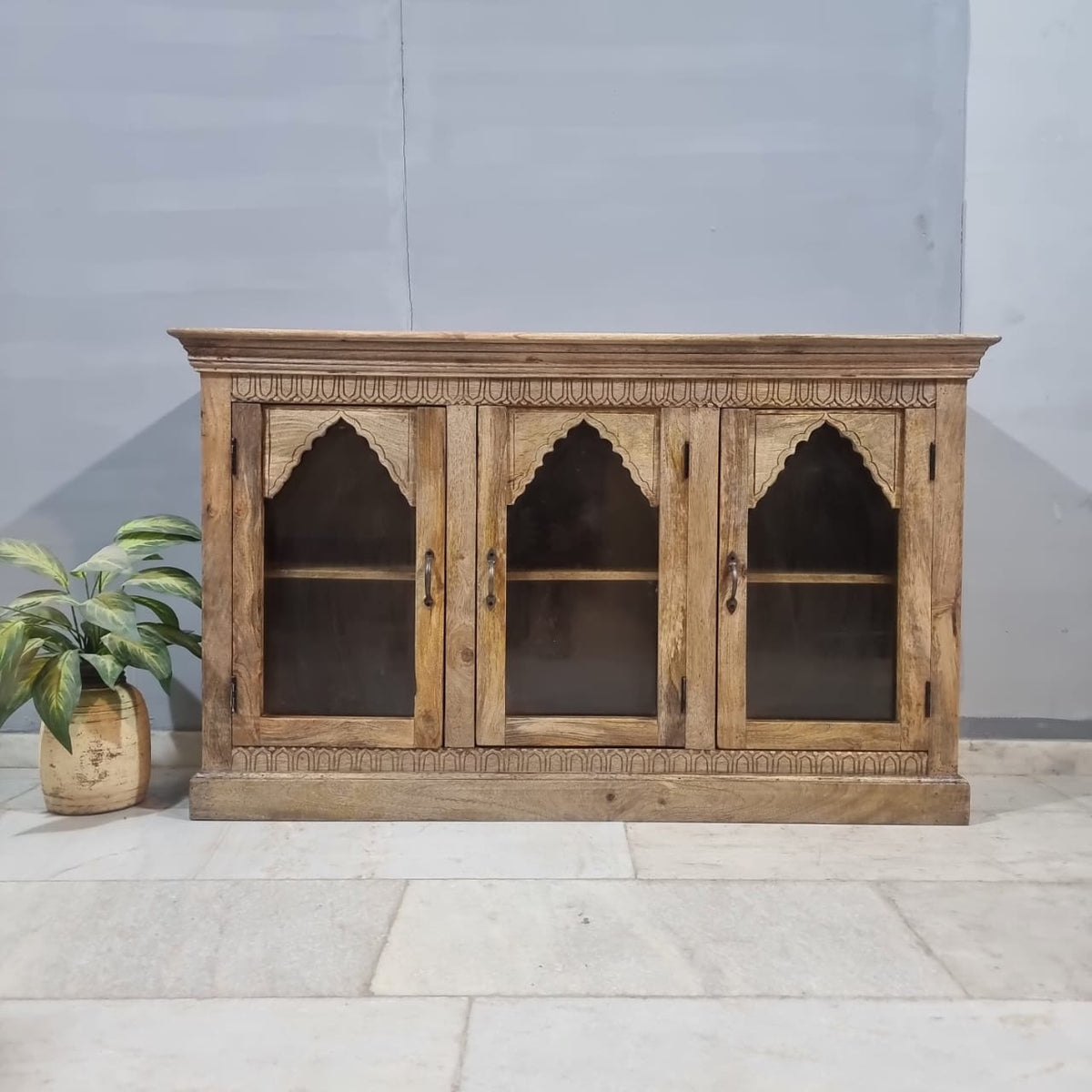 Indian Hand Carved Solid Hard Wood Sideboard C45