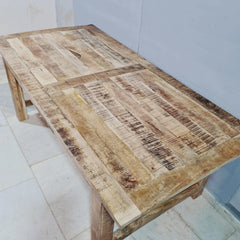 Hand Carved Rough Mango Wood Dining Table 17