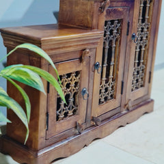 Takat Metal Jali Natural Indian 3 Tier CD Step Cabinet D107