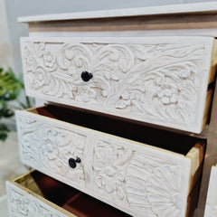 Indian Hand Carved Solid Wood Chest of Drawer Dresser D52