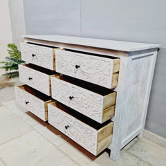 Indian Hand Carved Solid Wood Chest of Drawer Dresser D52