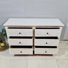 Indian Hand Carved Solid Wood Chest of Drawer Dresser D52