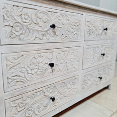 Indian Hand Carved Solid Wood Chest of Drawer Dresser D52