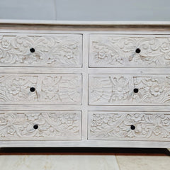 Indian Hand Carved Solid Wood Chest of Drawer Dresser D52