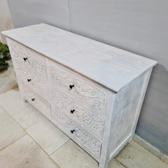 Indian Hand Carved Solid Wood Chest of Drawer Dresser D52