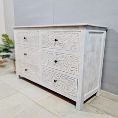 Indian Hand Carved Solid Wood Chest of Drawer Dresser D52