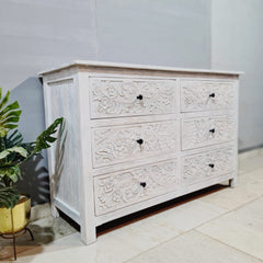 Indian Hand Carved Solid Wood Chest of Drawer Dresser D52