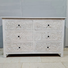 Indian Hand Carved Solid Wood Chest of Drawer Dresser D52