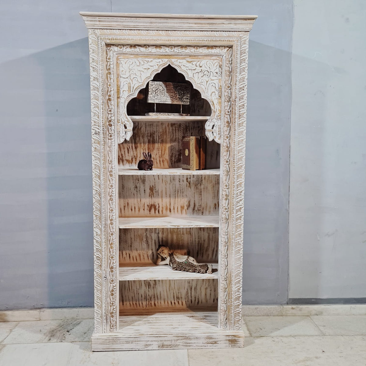 Mehrab Indian Carved Solid Wood Bookshelf B48