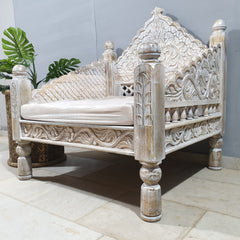 Mughal Garden Hand Carved Indian Single Chair Sofa D18